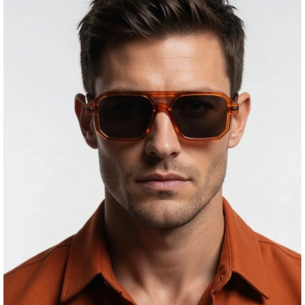 Square Oversized Retro Sunglasses Men  Bold Thick Frame UV400 Shades Fashion New
